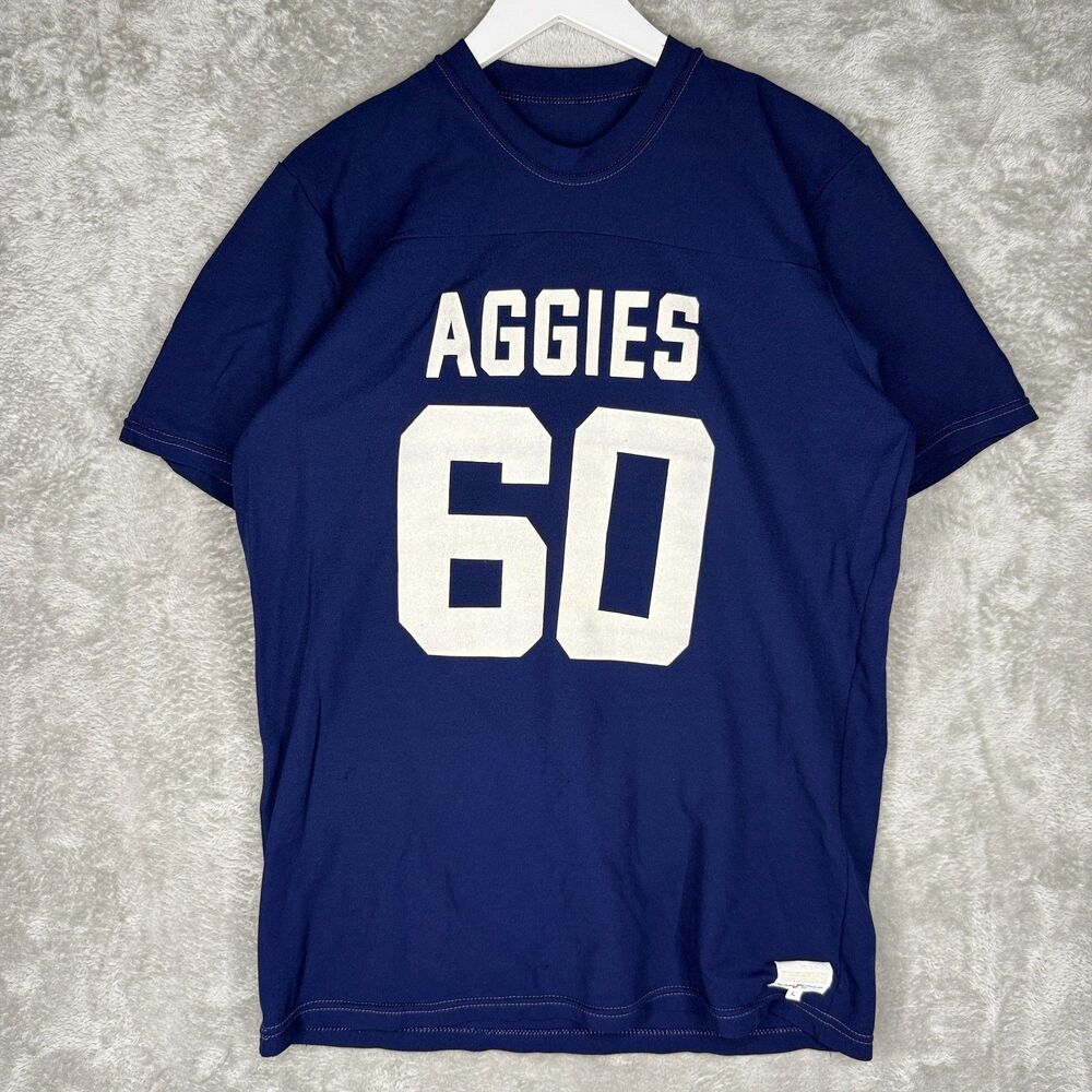 Vtg 70s 80s Utah State Aggies Football Jersey Mens Large Blue #60 USA Shirt Logo